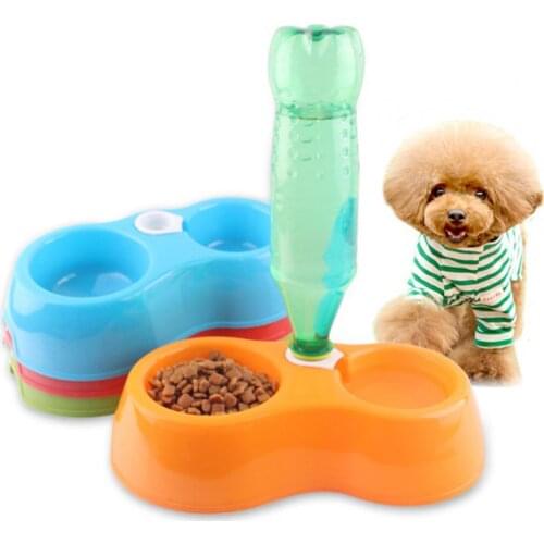 Pet Feeder Cat Dog Drinking Fountain Pet Double Bowl Dual-purpose Pluggable Water Bottle Dog Supplies 2021