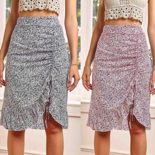Casual floral print shows thin fashion high waist womens skirt, retro skirt, , 2021 summer fashion new womens wear