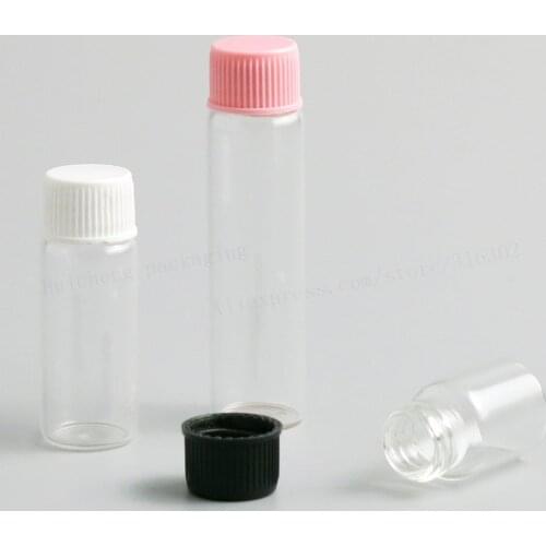 100 x Empty Small 2ml 4ml 6ml Clear Empty Mini Glass Bottle With Screw Plastic Lids For Essential Oil use Sample Glass Vials