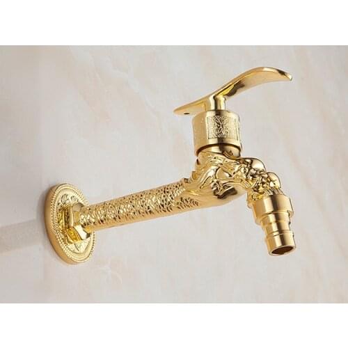 Euro Luxury Gold Finish Design Bibcock Faucet Tap/ Wall Mount Single Lever Water Sink Faucet /Washing Machine Water Faucet Taps