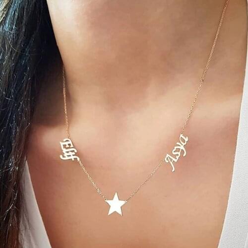 SPECIAL DAY GIFT FOR TWO NAMED AND STARS SILVER NECKLACE