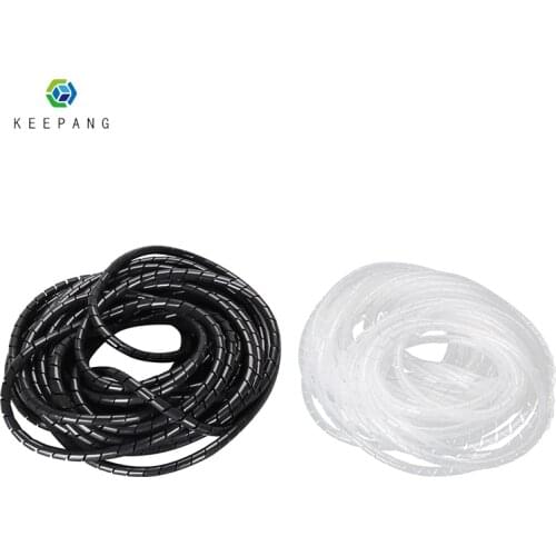 12 Meter Spiral Wire Wrap Tube For 3D Printer Diameter 8mm PE Polyethylene Spiral Cabel Wire Wrap Tube Black White Spiral Tube