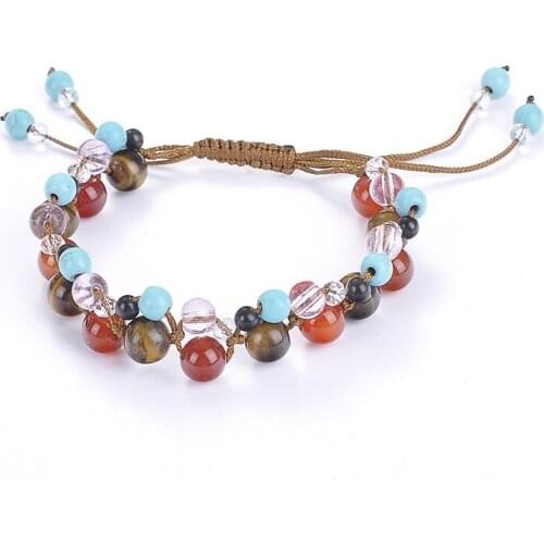 Ethnic Style Fashion Personality Hand Woven Natural Stone Beads Bracelets for Women Jewelry Gifts