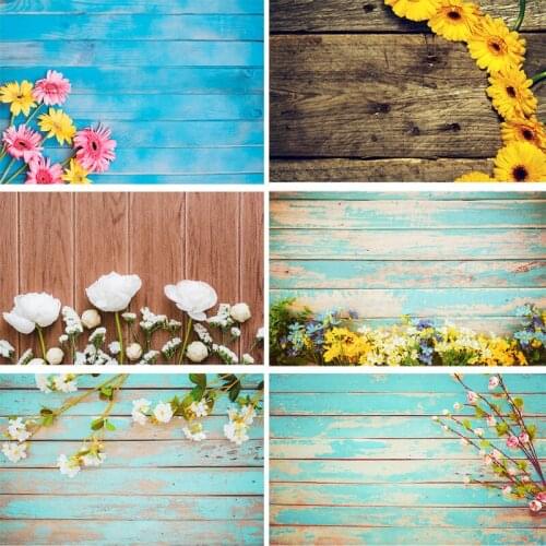 SHENGYONGBAO Vinyl Custom Photography Backdrops Prop Flower and Wooden Planks Photography Background 200212SU-010