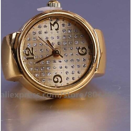 Wholesale Womens Fashion Ring Watch Round Quartz Watch For Round Women Jewelry Rhinestone Watch jzb005