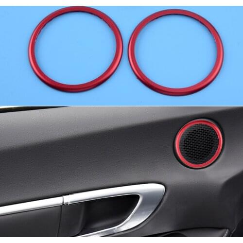 1 Pair Red Front Interior Speaker Frames Rings Trims Aluminum Alloy Fit for Hyundai Sonata 2020-2021 Car Decoration