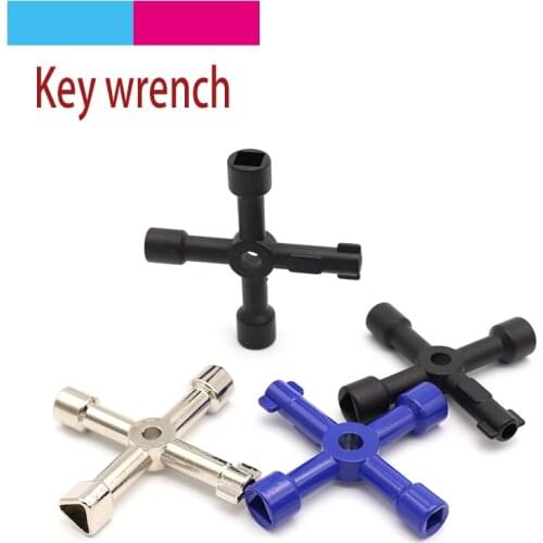1pcs Multifunctional Universal 4 in 1 Cross KEY Triangle KEY for Train Electrical Elevator Cabinet Valve Alloy Triangle Square
