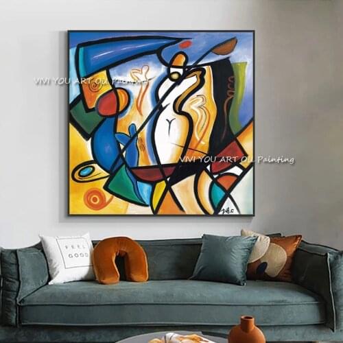 100% Handmade Abstract Art Colorful Modern Oil Painting Blue Orange Modernism Realistic Style For Home Decoration As A Gift