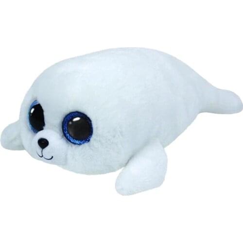 15CM Ty Beanie Big Glitter Blue Eyes Icy White Body Sea Lion Collection Plush Animal Toys Doll Child Christmas Birthday Gifts