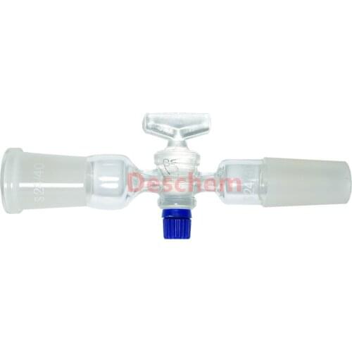 24/40,Glass Vacuum Adapter,Bent Hose Connection,Lab PTFE Stopcock,Chemical Valve