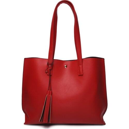 30pcs Lot PU Tassel Handbag Ship From GA Warehouse Solid Faux Leather Large Tote Shoulder Bag With Tassel Monogram Shopping Bag