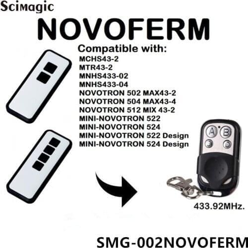 433.92MHz NOVOFERM NOVOTRON 502 MAX43-2/504 MAX43-4, MNHS433-02/04/MINI-NOVOTRON 522 Design Gate Command Transmitter
