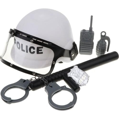 6pcs Children Policeman Role Play Game Toy Police Man Role Play Cosplay Handcuff Walkie-talkie Set