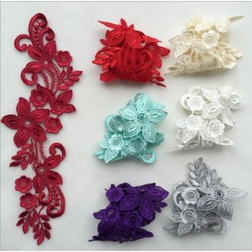 8colors Multicolour Lace Flower Patch Hydrotropic Wedding Dress Fabric Applique Clothes Accessories 10pcs/lot