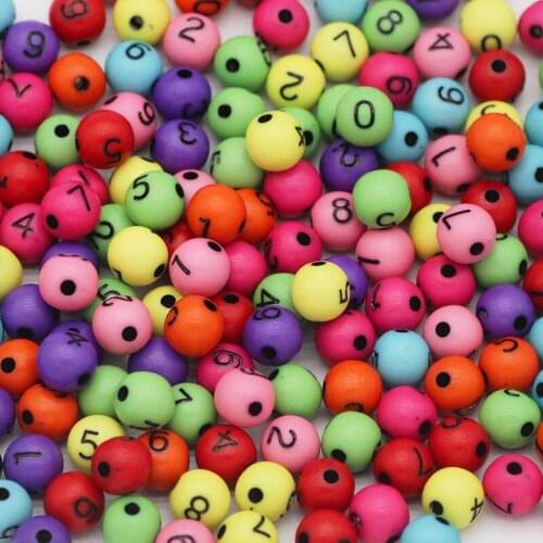 Acrylic Round 8MM Mixed Color Digital Numbers Spacer Loose Beads For Jewelry Making Handmade DIY Bracelets Accessories Findings