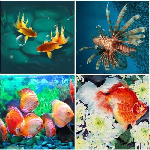 5D DIY Diamond Crystal Painting Fish Resin Mosaic Kits Full Square Drill Animal Embroidery Decoration Full Round Cross Stitch