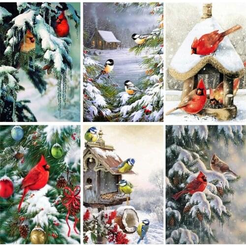 Diamond Paintng Full Square Animals Diamond Embroidery Snow Bird Cross Stitch Handmade Art Bead Picture Kits Wall Decor