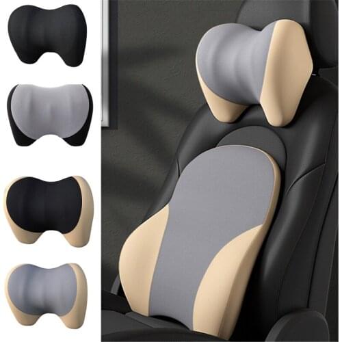 Car Neck Headrest Waist Pillow 3D Memory Cotton Foam Universal For Car Seat Head Travel Support Cushion Rest Fabric Soft Auto