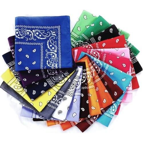 2021 Fashion Hip Hop 100% Cotton Bandana Square Scarf 54cm*54cm Black Red Paisley Headband Printed For Women/Men/Boys/Girls