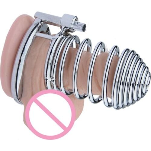 BDSM Stainless Steel Male Chastity Device Cock Cage Male Bondage Slave Erotic Couples Gay Penis Lock Belt Sex Toy For Men