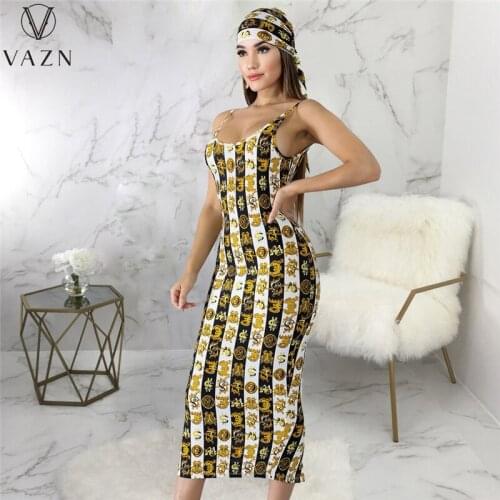 VAZN 2021 Shinny Bandage Beach Sleeveless Maxi Dresses Sexy Club Birthday Dress Women Elegant Fashion Female Dress