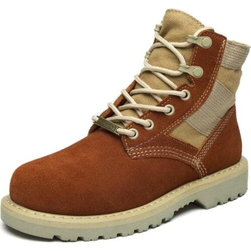 Genuine Leather Outdoor Snow Boots Warm Winter Boots Woman Zapatos Hombre Khaki Frosted Leather Feminino Shoes Woman Military