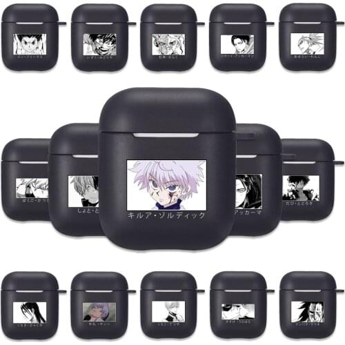 Hot Anime Figures Black Silicone Case for Apple Airpods 1 2 Cases Levi Killua Gon Bakugou Midoriya Soft Airpods Earphone Cover
