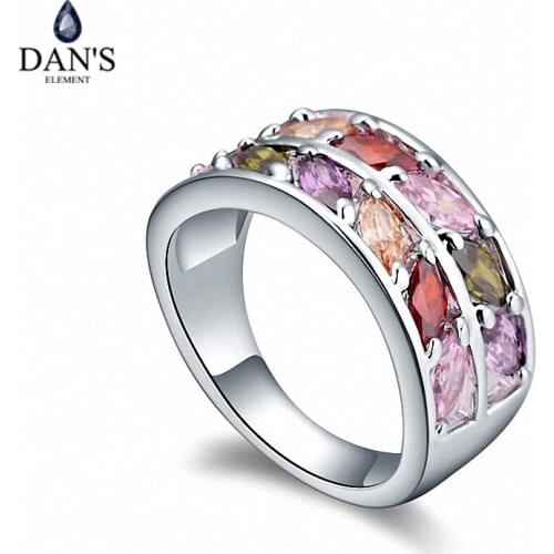 DANS Real Austrian Crystals Brand AAA Zirconia Micro Inlays Fashion Ring for women New Geometric 108727multicolour