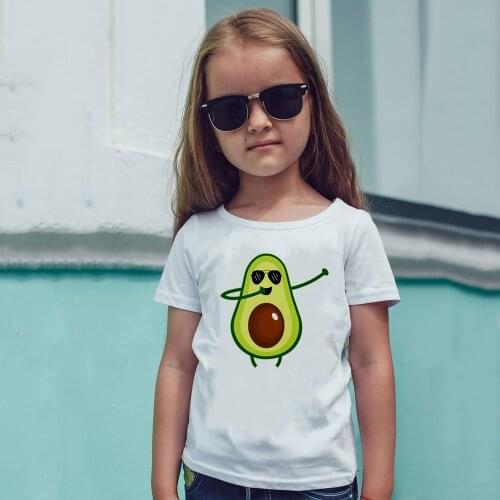 Kids Summer New Korean Cute Avocado Vegan Boys Girls Tshirt Cute Pattern Print Toddler Short Sleeve Kawaii Harajuku Tees Tops