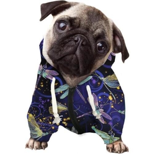 French Bulldog Clothes Dog Hoodie Dragonfly Butterfly Printed Dog Hoodies Pet Clothes Puppy Dog Pugs Puppy Clothes Chihuahua