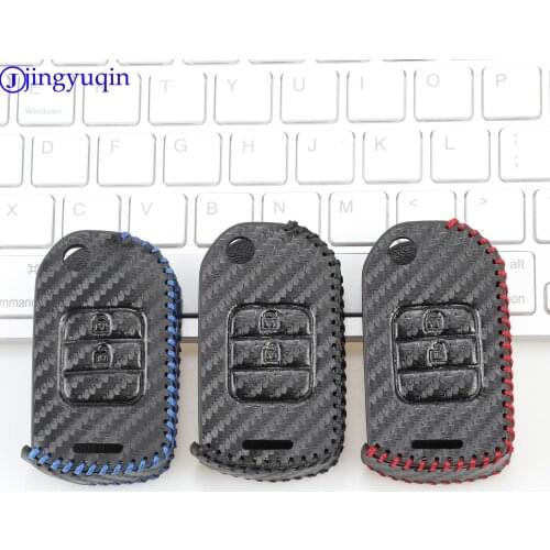Jingyuqin Applicable for Nissan Livina X-Trail T31 T32 Qashqai March Juke Pathfinder attention GTR carbon leather car key case