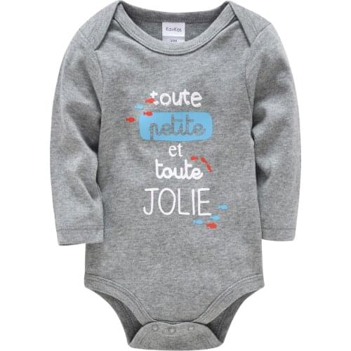 Kavkas Baby Girl Boy Clothes For Newborns Long Sleeve Cotton Grey Cartoon Printing Baby Bodysuit зимний комбинезон дети