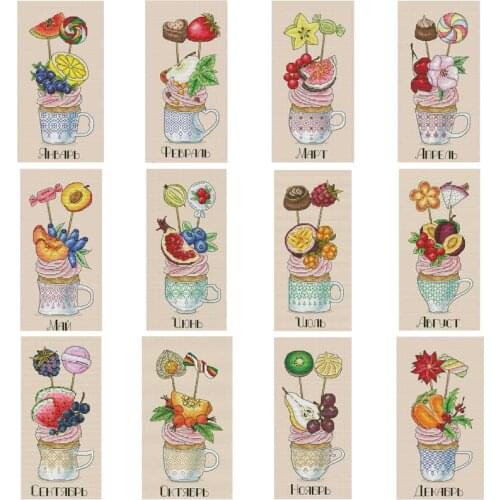 Cup cake series patterns counted 11CT 14CT DIY Cross Stitch Sets wholesale Cross-stitch Kits Embroidery Needlework