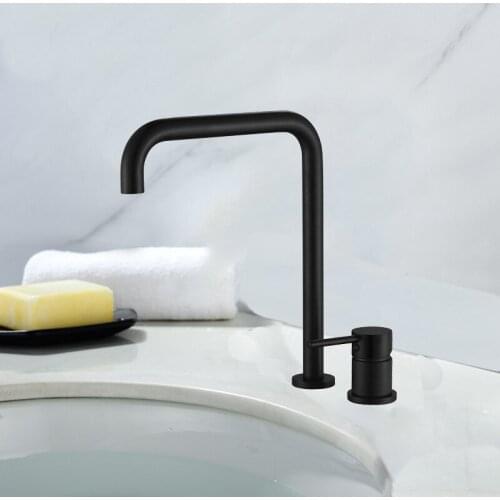 Kitchen Faucet Single Handle 2 Hole Modern Commercial Sink Faucet High Arc 7 Shape Spout Deck Mounted Contemporary Kitchen Taps