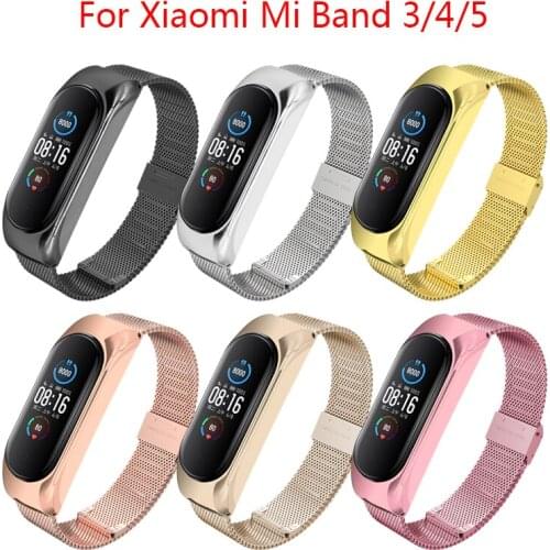 Strap For Xiaomi Mi Band 5 4 3 Metal Replacement Bracelet Wristbands Upgraded 316L Stainless Steel Wrist Band For Miband 5/4/3