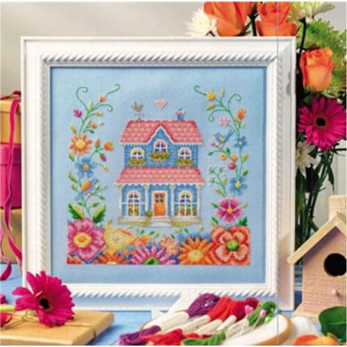 Heart and garden The garden shed (2) cross stitch package 18ct 14ct 11ct blue cloth kit embroider DIY handmade needlework