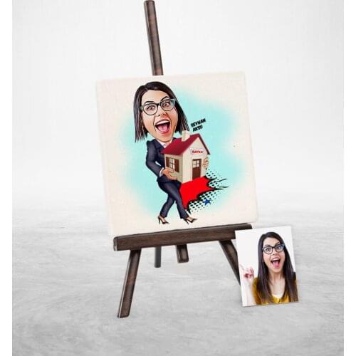 Personalized Women 'S Real Estate Consultant Cartoon Şovaleli Natural Stone-2