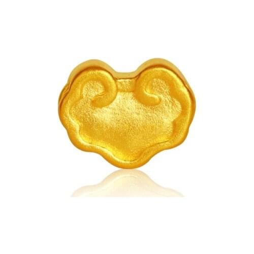 Fine Pure 24Kt Yellow Gold Pendant Women Small Ruyi Bead Pendant 5.4x7.1x3.3mm