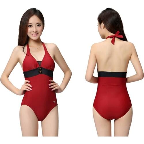 Modest Korean Style School Kids Youth Women Swimwears One Pieces Vintage Swimsuits Push Up Pool Beach Bathing Suits CO