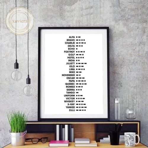 Nordic Letter Prints Pinyin Spelling Morse Code Poster Wall Art Picture Canvas Painting Home Decoration Nursery Kindergarten