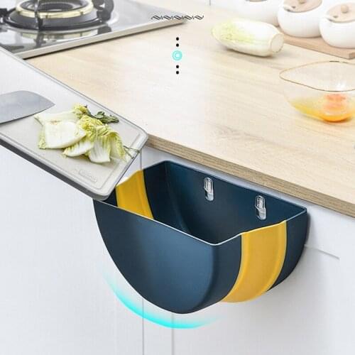 U-shaped Foldable Trash Can Wall-mounted Kitchen Bathroom Car Storage Garbage Can Card Slot Household Sorting Debris Bucket