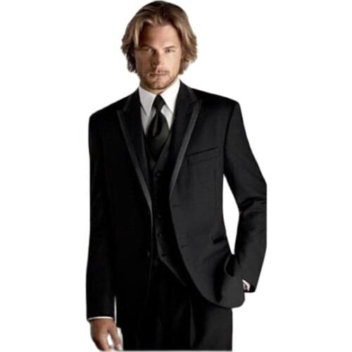 Custom Mens Suits Groom Tuxedo Black Groomsmen Wedding/dinner Blazer Best Man Bridegroom (jacket+pants+vest)3 Pieces