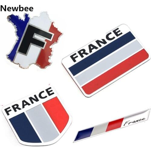 Car Styling 3D Aluminum France Flag Emblem Badge Car Sticker Decals Car-Styling For Peugeot 307 206 207 Citroen Renault DS C2 C3