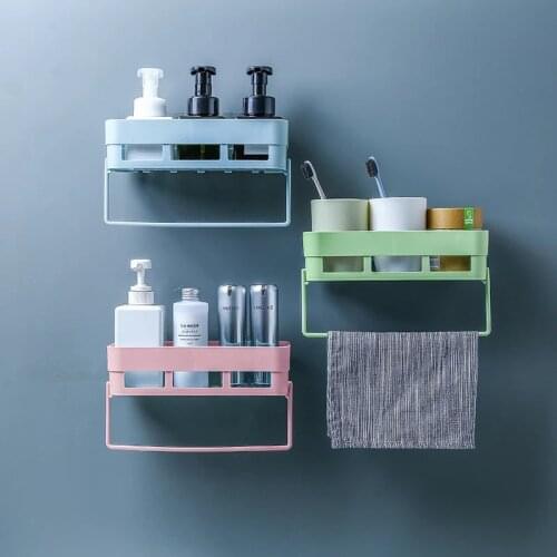 Bathroom Storage Rack Wall-Mounted Bathroom Bedroom and Toilet Wall-Mounted Storage Rack Punch-Free Suction Wall Rectangular