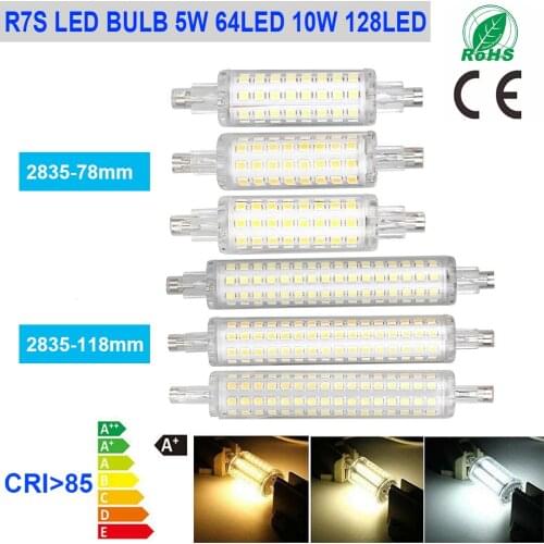 R7S LED Bulb 5W 10W SMD 2835 R7S LED Lamp Bulb 78mm 118mm AC110V-220V Super Bright Light Replace 60W 100W Halogen Lamp Bombillas