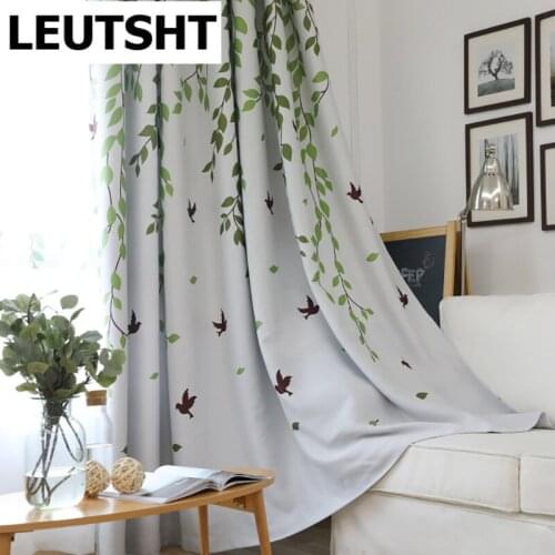 Traditional Turquoise Birds Thermal Insulated Blackout Curtain for Living Room Bedroom Children Room Princess Baby Room