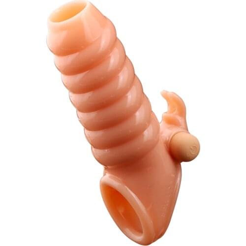 Vibrative Penis Sleeve Condom Reusable Penis Extender Sleeve Penis Enlargement Dildo Enhancer Sleeves Sex Products For Men