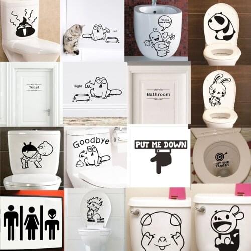 Funny Toilet Stickers Rabbit Panda Pig Put it down Bathroom For Home Decoration Waterproof Mural Art Diy Wall Decals