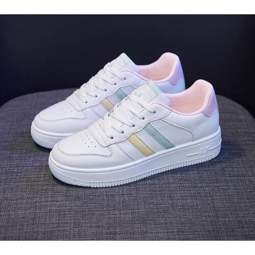 2021 Small White Shoes Women Vulcanized Shoes New Fashion Student Casual Shoes Womens Thick Bottom Breathable Low Top Board