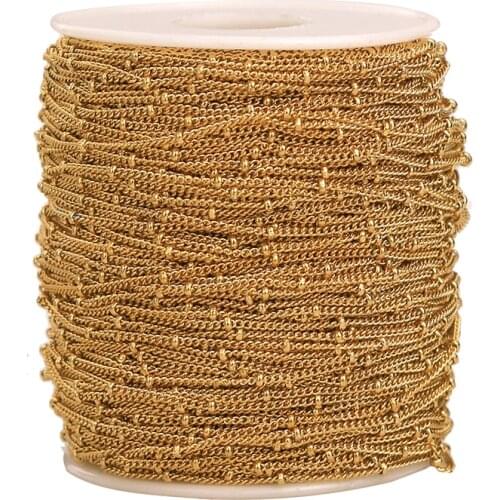 2 Meters Stainless Steel Gold Tube Beaded Cable Link Clip Beads Chain for DIY Anklet Necklaces Bracelet Jewelry Making Supplies